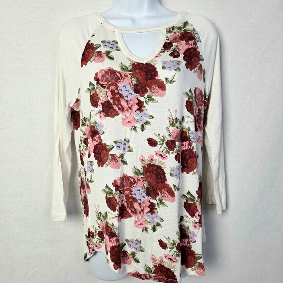 Absolutely Famous Floral Raglan Knit Top M - Picture 1 of 6